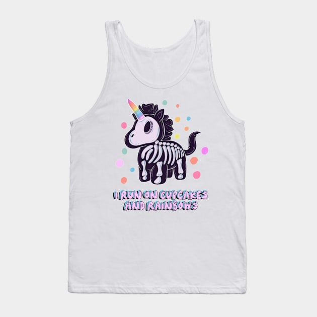 Unicorn I run on cupcakes and rainbows Tank Top by Jess Adams